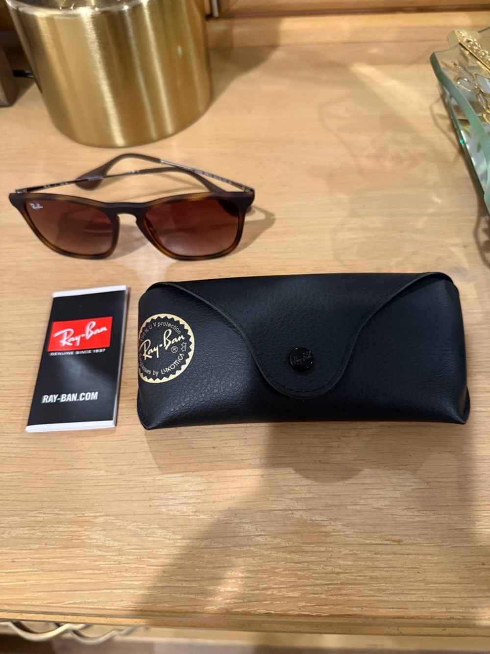Ray-Ban Black Sunglasses Case with Logo Sticker RB4187 Chris BNWT